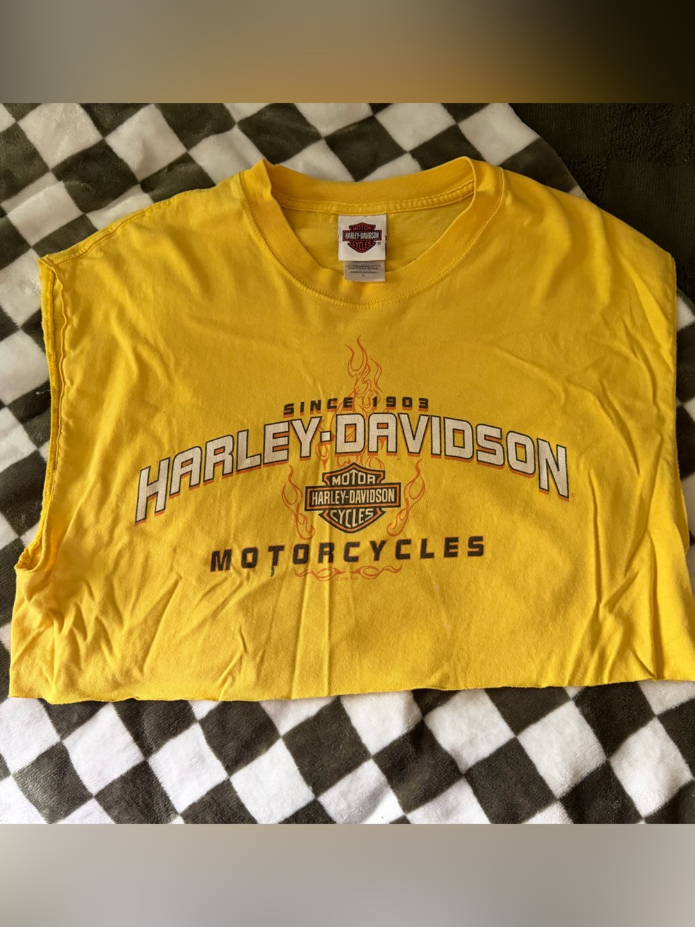Harley-Davidson Yellow Sleeveless Logo Crop Top